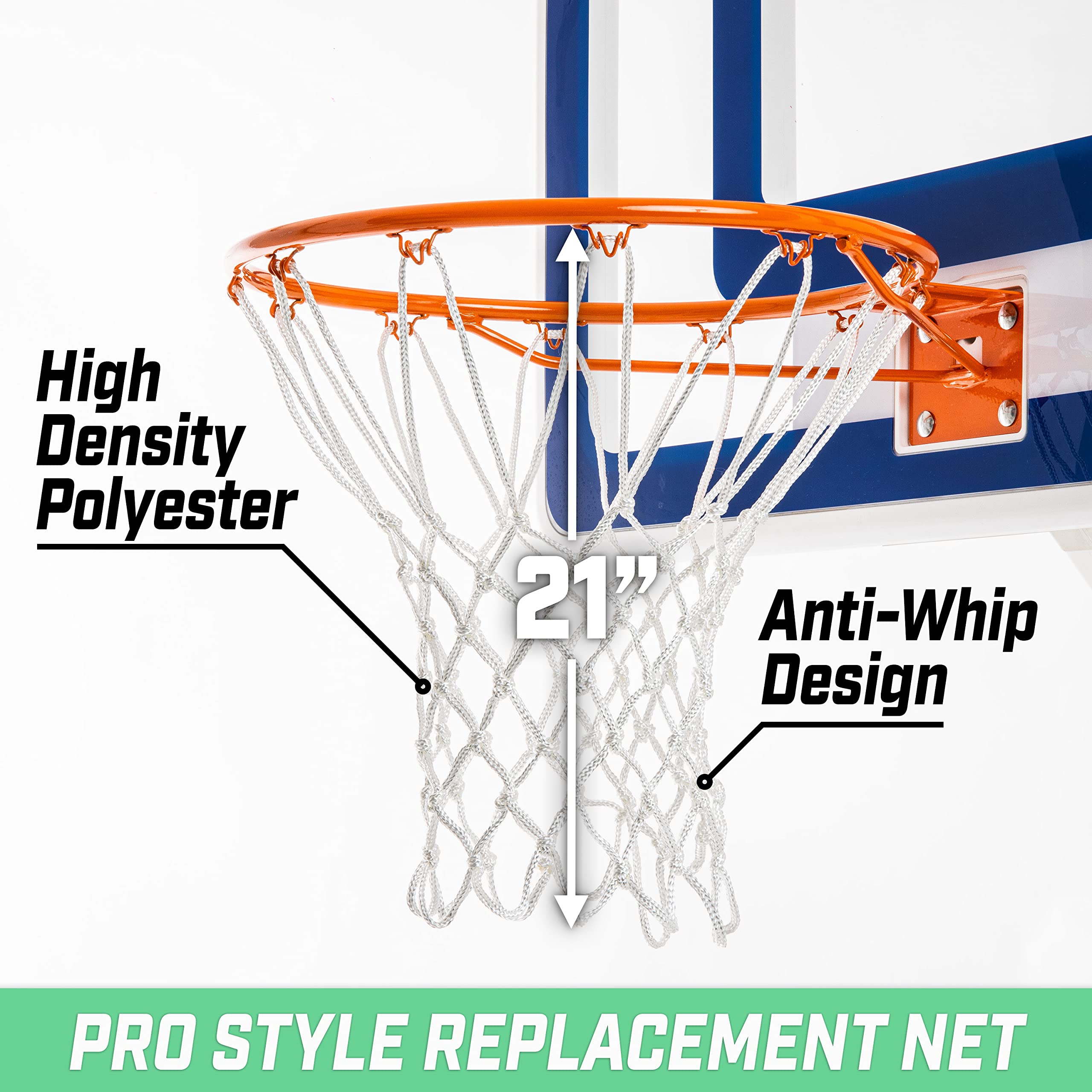 GoSports Basketball Net Replacement with 12 Loops - Heavy Duty for Indoor & Outdoor Hoops, Rim Not Included