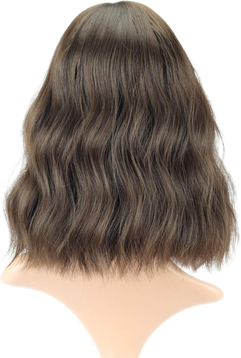 FAELBATY Short Bob Wigs With Air Bangs Shoulder Length For Women Curly Wavy Synthetic Cosplay Wig for Girl Costume Wigs Natural Black Dark Brown Color 12" - Image 5