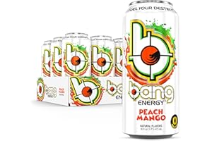 Bang Energy Peach Mango, Sugar-Free Energy Drink, 16-Ounce (Pack of 12)