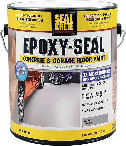 Seal Krete 962001 Epoxy Seal Low Voc Concrete Garage Floor Paint Gallon Slate Gray
