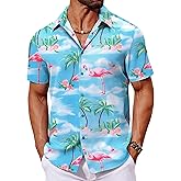 COOFANDY Mens Hawaiian Shirt Short Sleeve Button Down Shirts Tropical Floral Summer Beach Shirts