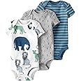 little planet by carter's Baby 3-pack Short Sleeve Bodysuits made with Organic Cotton, Safari, 18M