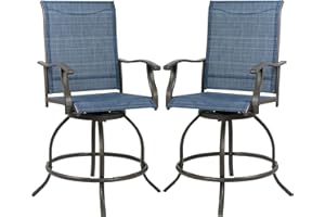 Kozyard Isabella Outdoor Swivel Bar Stools, Counter Height Patio Swivel Chairs with Textilene Seat, High Outdoor Bar Chairs for Backyard, Bistro, and Patio Bars (NavyBlue/Textilence)