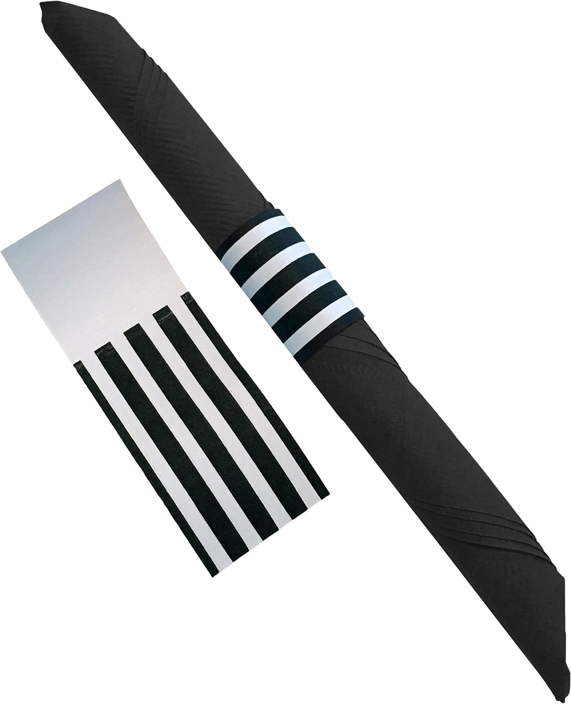 The French Concept Decorative Self-Adhesive Paper Napkin Bands (Black and White, 120)