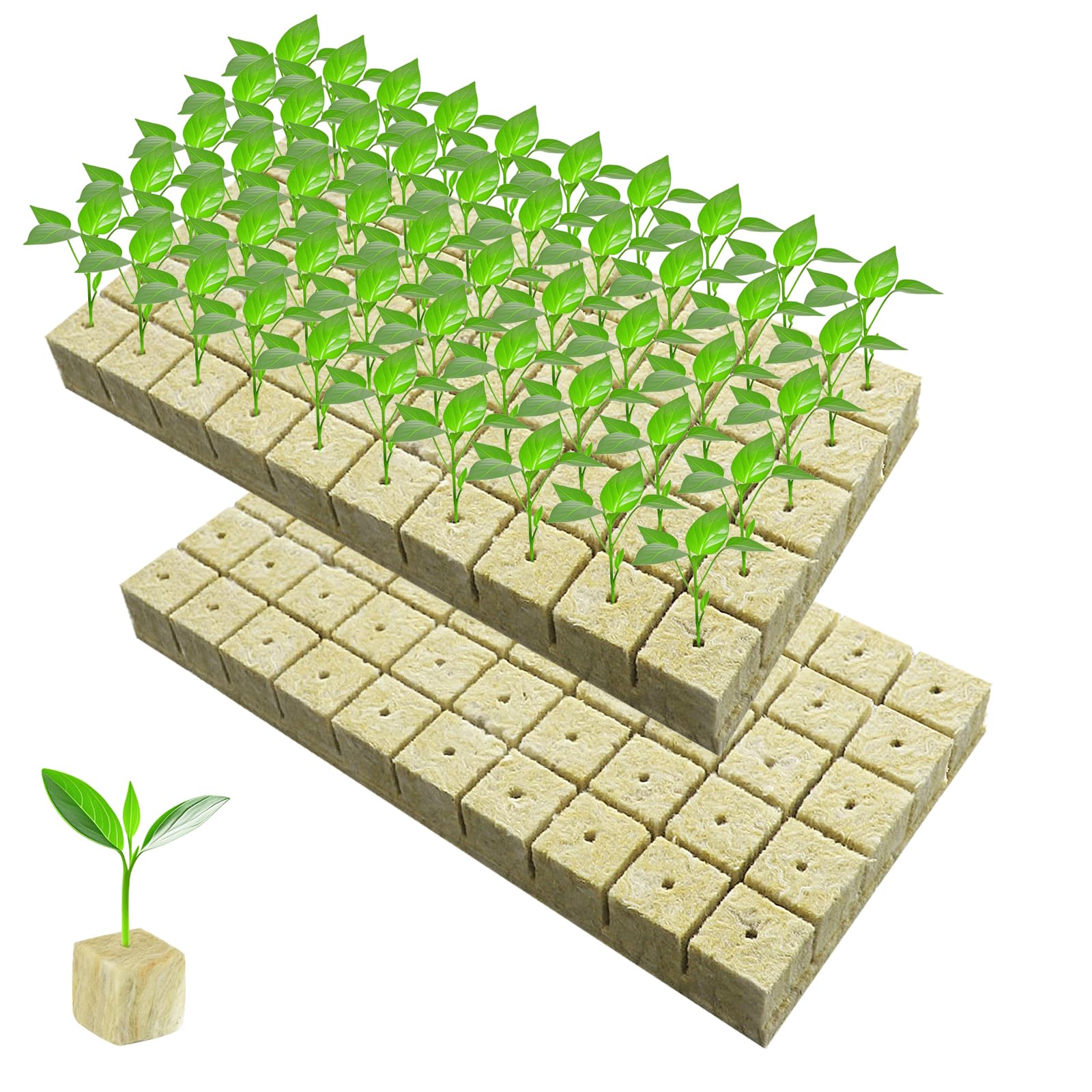 Photo 1 of OFYDNR Rockwool Cubes for Hydroponics 1 Inch, 100 Pcs Grow Cubes for Rooting, Starting Seeds, Ideal for Hydroponic Growing