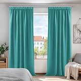 Deconovo Turquoise Thermal Blackout Curtains 2 Panels 55 x 79 Inches Pencil