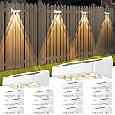 Solar Fence Lights, 7 RGB Colors, Warm White, Cool White Bright Lens LED, Dusk to Dawn Deck Light, Fence Solar Lights Outdoor