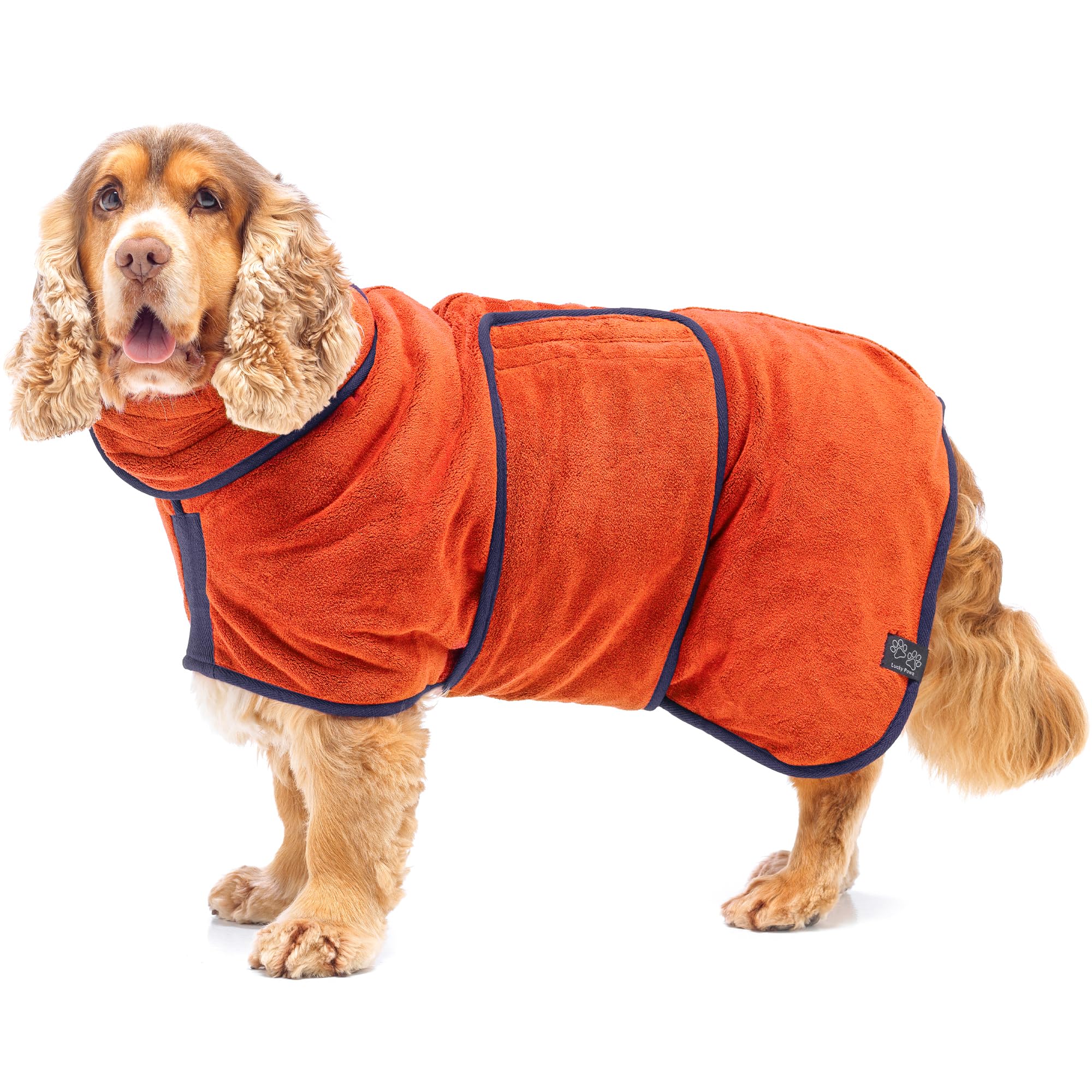 Lucky Paws® UK Dog Drying Coat - Luxurious Double Layer Dog Towel Robe - Dry Your Dogs in Minutes - Ultra Absorbent Drying Robe & Super Soft Dressing Gown (XXS, Amber) — image 1