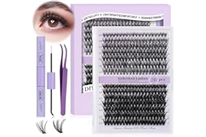 B&QAUGEN DIY Lash Extension Kit 280pcs Individual Lashes Cluster D Curl Eyelash Extension Kit Lash Clusters with Lash Bond and Seal and Lash Applicator Tool for Self Application (KIT,40D-D-9-16MIX)