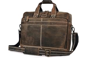LEATHER VILLAGE 16" Leather Laptop Messenger Briefcase Bag for Men-Leather Satchel for Travel and Office Shoulder Bag- Rustic Brown