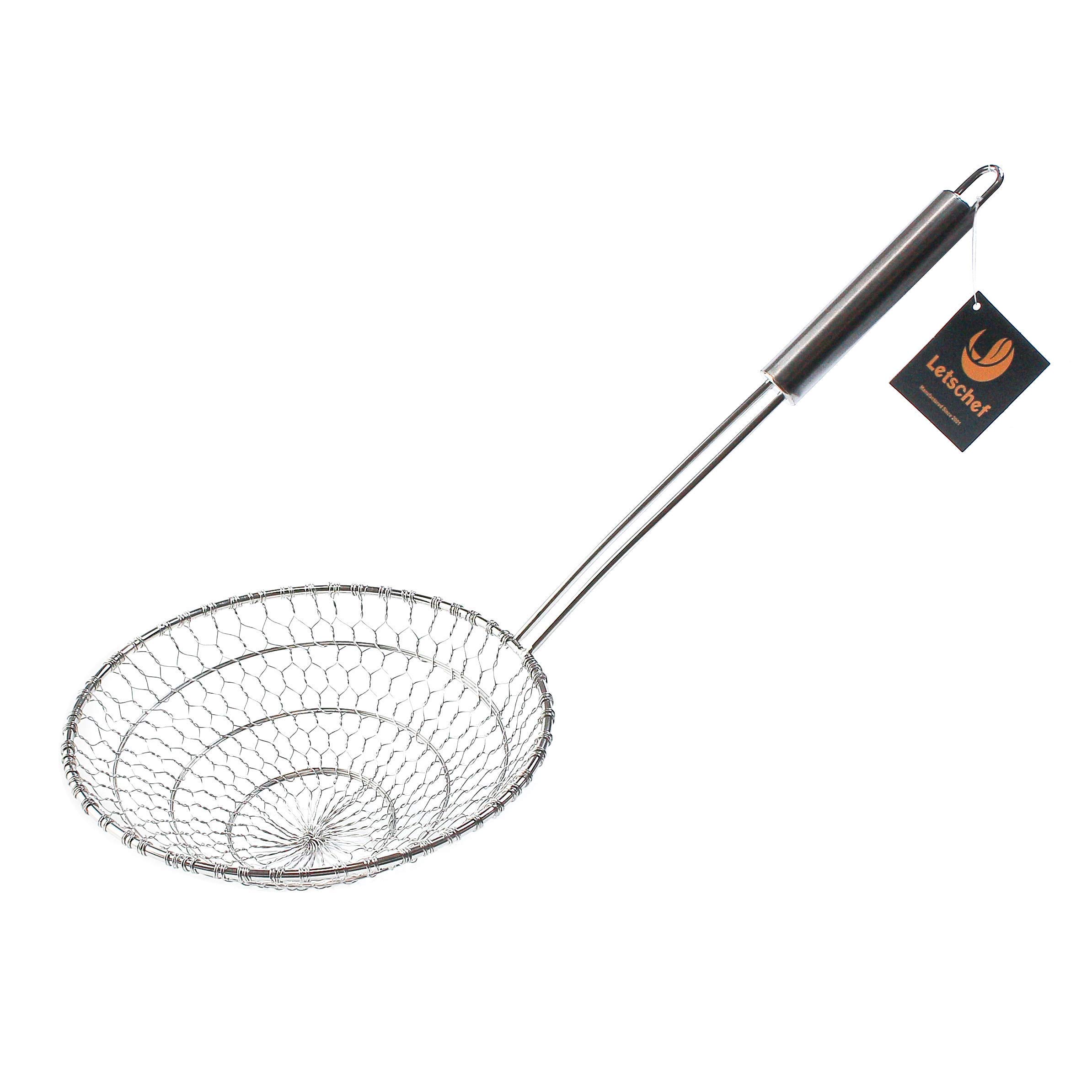 Stainless Steel Spider Strainer Asian Kitchen Mesh Wok Strainer Wire Food Cooking Skimmer Basket, 6-Inch, Hand-Made