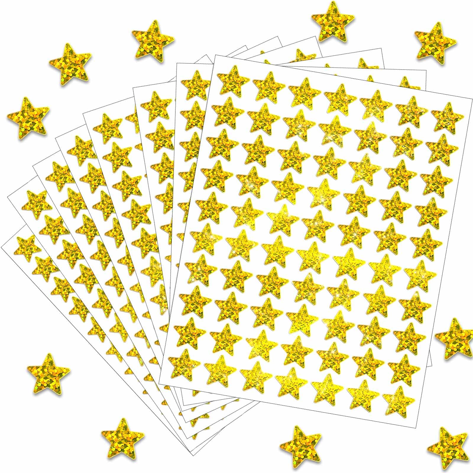 2100 Pcs Gold Star Stickers, Glitter Star Stickers for Reward Chart 30 Sheets Reward Sticker, Holographic Rainbow Stickers Teachers for Calendar Students Classroom Office