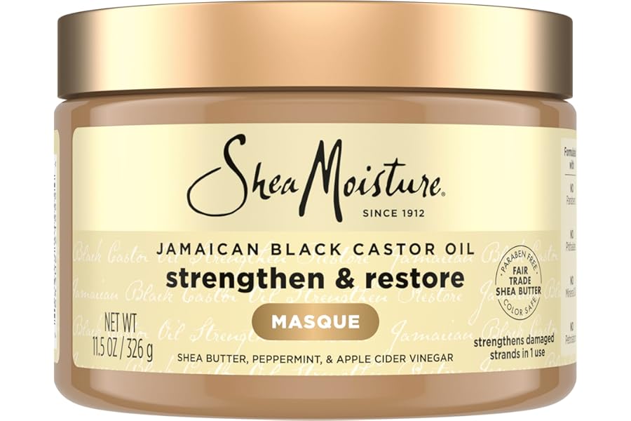 SheaMoisture Jamaican Black Castor Oil Treatment Masque Jamaican Black Castor Oil For Dry Hair Paraben Free Hair Mask 11.5 oz