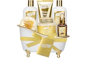 LILY ROY Mothers Day Gifts for Mom - 7-Piece Honey Almond Spa Gift Set for Women, Bath & Body Gift Set, Bath Collection with Bath Bomb & More | Christmas, Birthday Gifts for Her, All Occasion Holiday Present