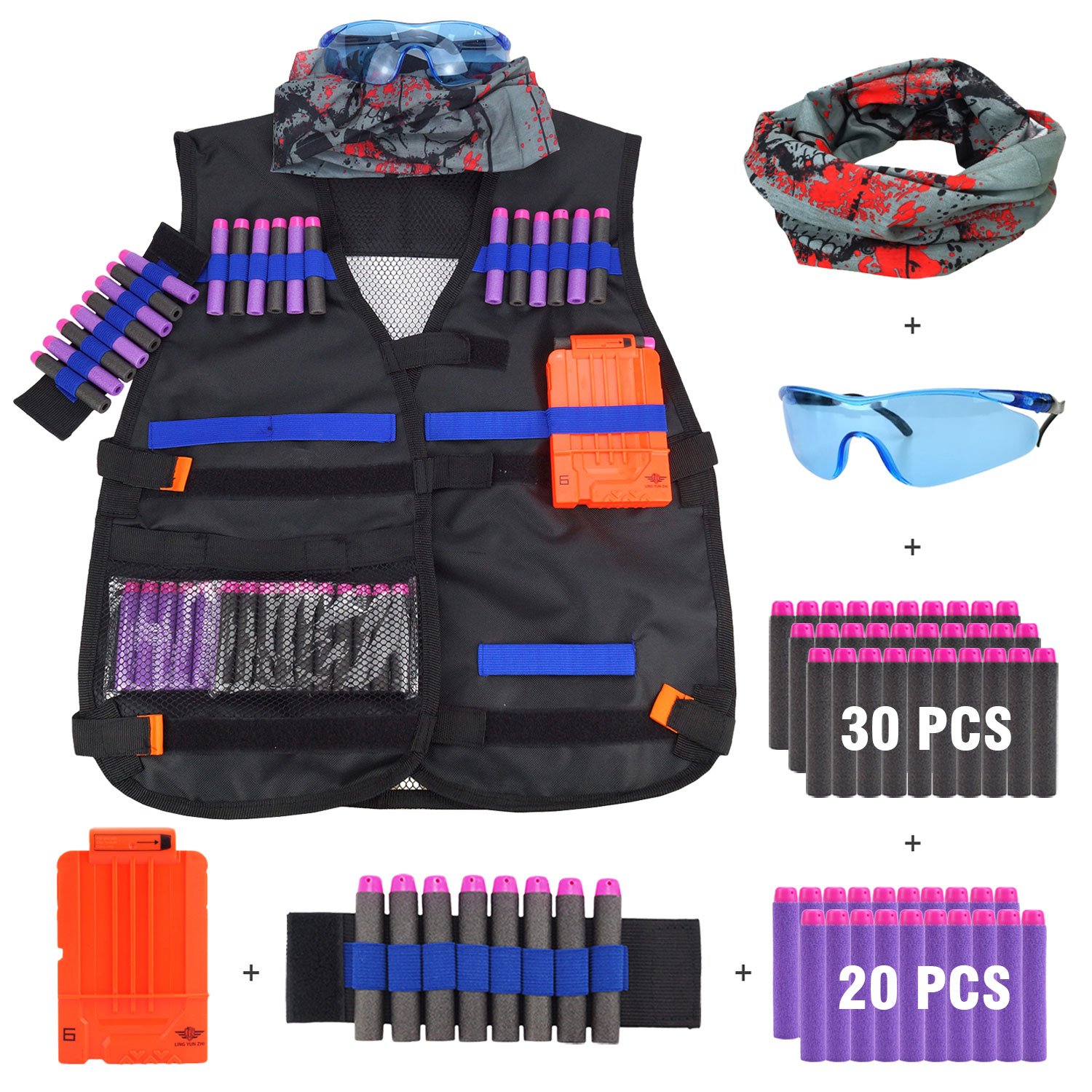 JVIGUE B074CFDWCF Tactical Vest Jacket Kit for Nerf Guns NStrike Elite