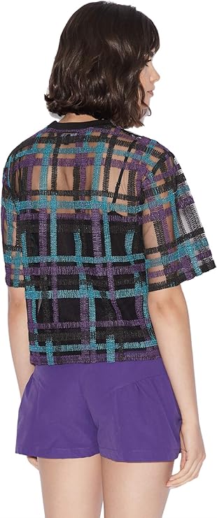 A|X Armani Exchange 阿玛尼 格纹装饰 女式短袖透视上衣 2.2折.96 海淘转运到手约￥284 国内￥2200