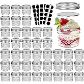 CycleMore 40 Pcs 4oz Clear Glass Mini Mason Jars With Silver Separable Lids and Diamond appearance, Small Spice Canning Jars for Honey, Jam, Jelly, Wedding Favors, Kitchen Food Storage