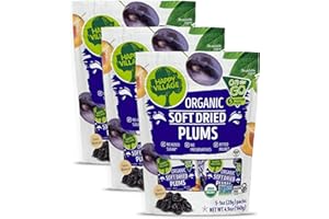 Happy Village Organic Soft Dried Prunes (Plums) On the Go – 3 Bags (15 Individual Portion Packs) | ORGANIC, NON-GMO, GLUTEN-FREE, Vegan, Kosher, | Healthy Dried Fruit Snack Packs