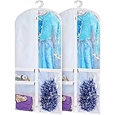 Kimbora Costume Dance Garment Bag with 3 Clear Zipper Pockets for Suits Dress Cover, Travel & Competitions Protector, Set of 2
