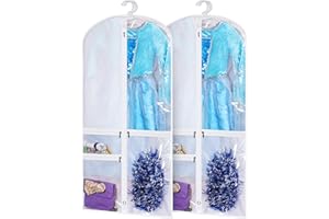 KIMBORA Costume Dance Garment Bag with 3 Clear Zipper Pockets for Suits Dress Cover, Travel & Competitions Protector, Set of 
