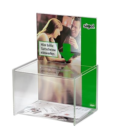 SIGEL VA150 Aktionsbox / Losbox, mit Einstecktafel für A4, Acryl, 22,5 x 17 x 30 cm - weitere Modelle