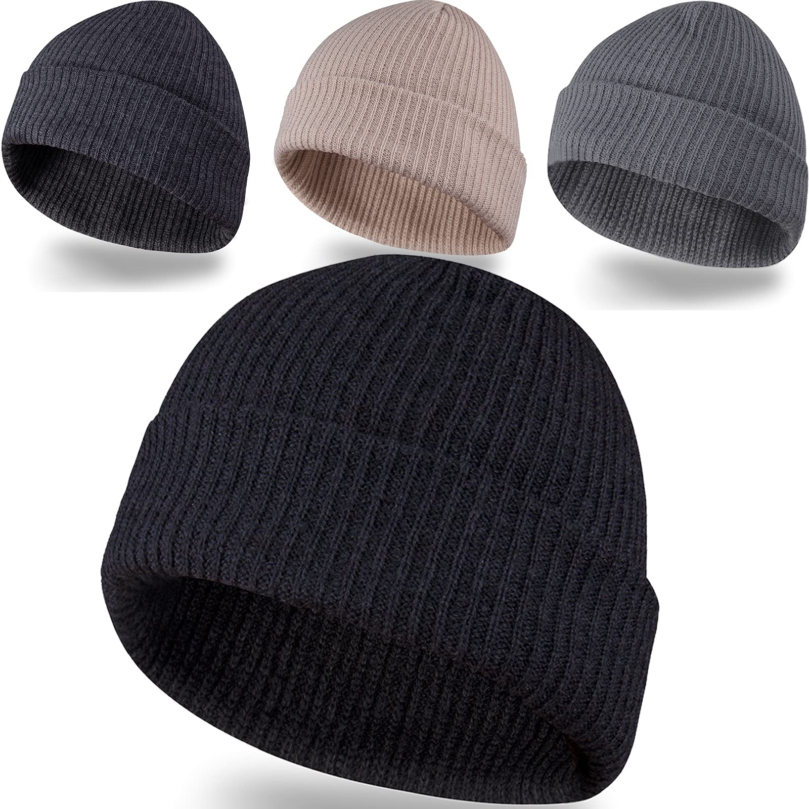 View 1 of **MISSING PARTS**
LAKIBOLE 3 Pack Winter Beanie Hats for Men Slouchy Beanies for Women Teenage (Black/Dark Gray/Dark Blue/Beige)
