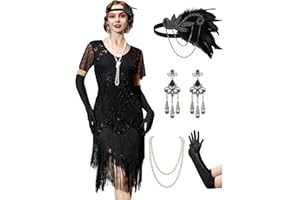 YESSA Flapper Dresses for Women,Short Sleeve 1920s Dresses Great Gatsby Dresses for Women Roaring 20s Costumes Outfits
