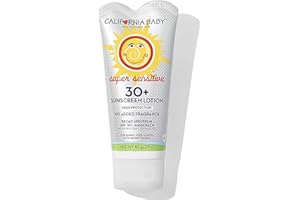 California Baby Super Sensitive SPF 30+ Sunscreen | Unscented | Mineral Based | Titanium Dioxide | Travel Size Baby Sunscreen for Face + Body | 2.9oz