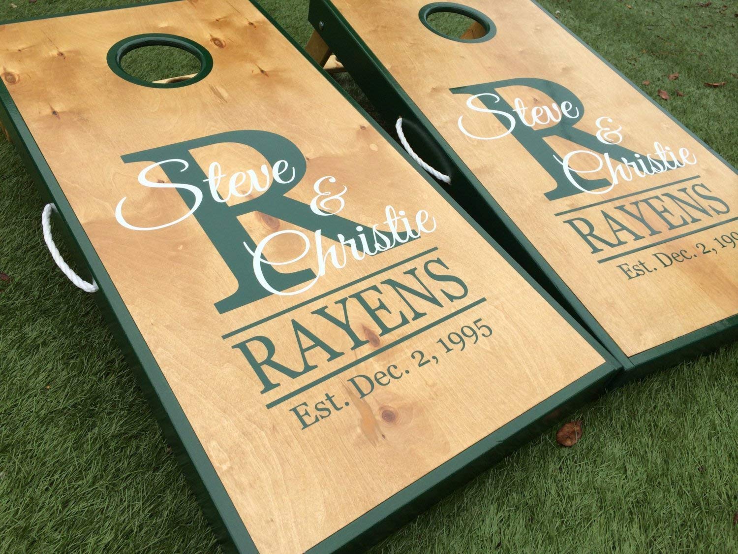 Custom Monogram Cornhole Board Set Handmade