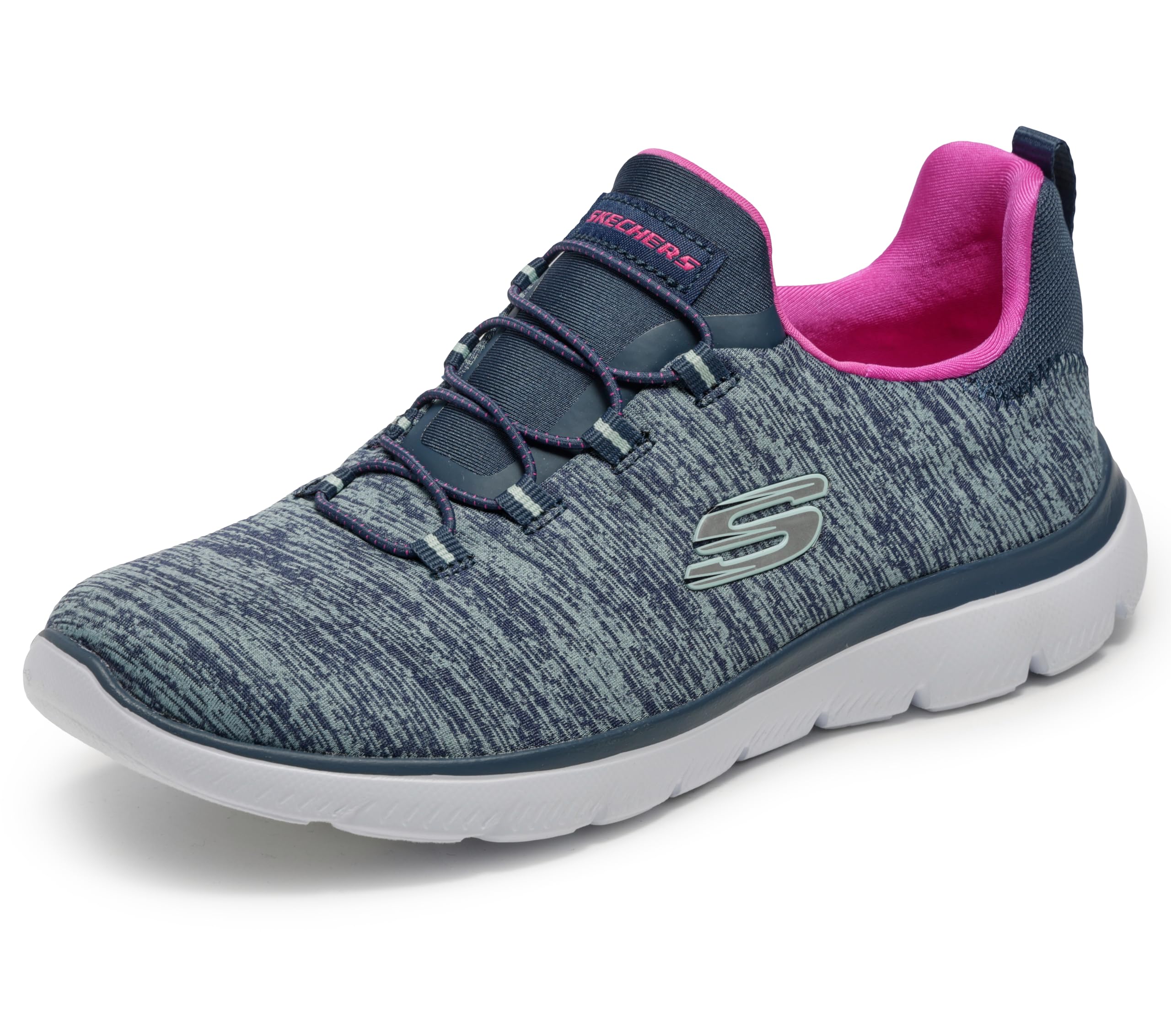 Skechers Women's Casual Sneaker, Navy/Hot Pink, 9.5 Wide Image Skechers Women's Casual Sneaker, Navy/Hot Pink, 9.5 Wide Image