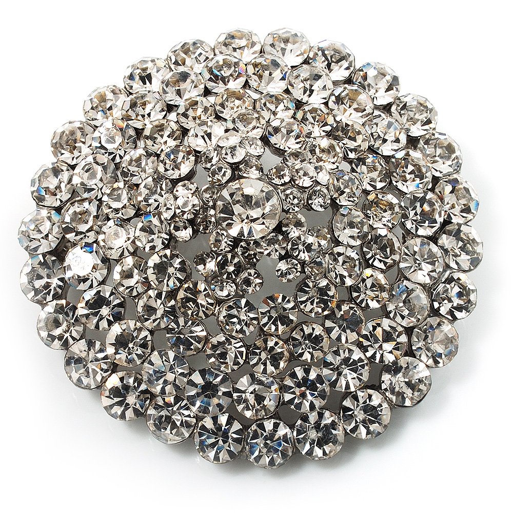 Clear Crystal Corsage Brooch (Silver Tone)