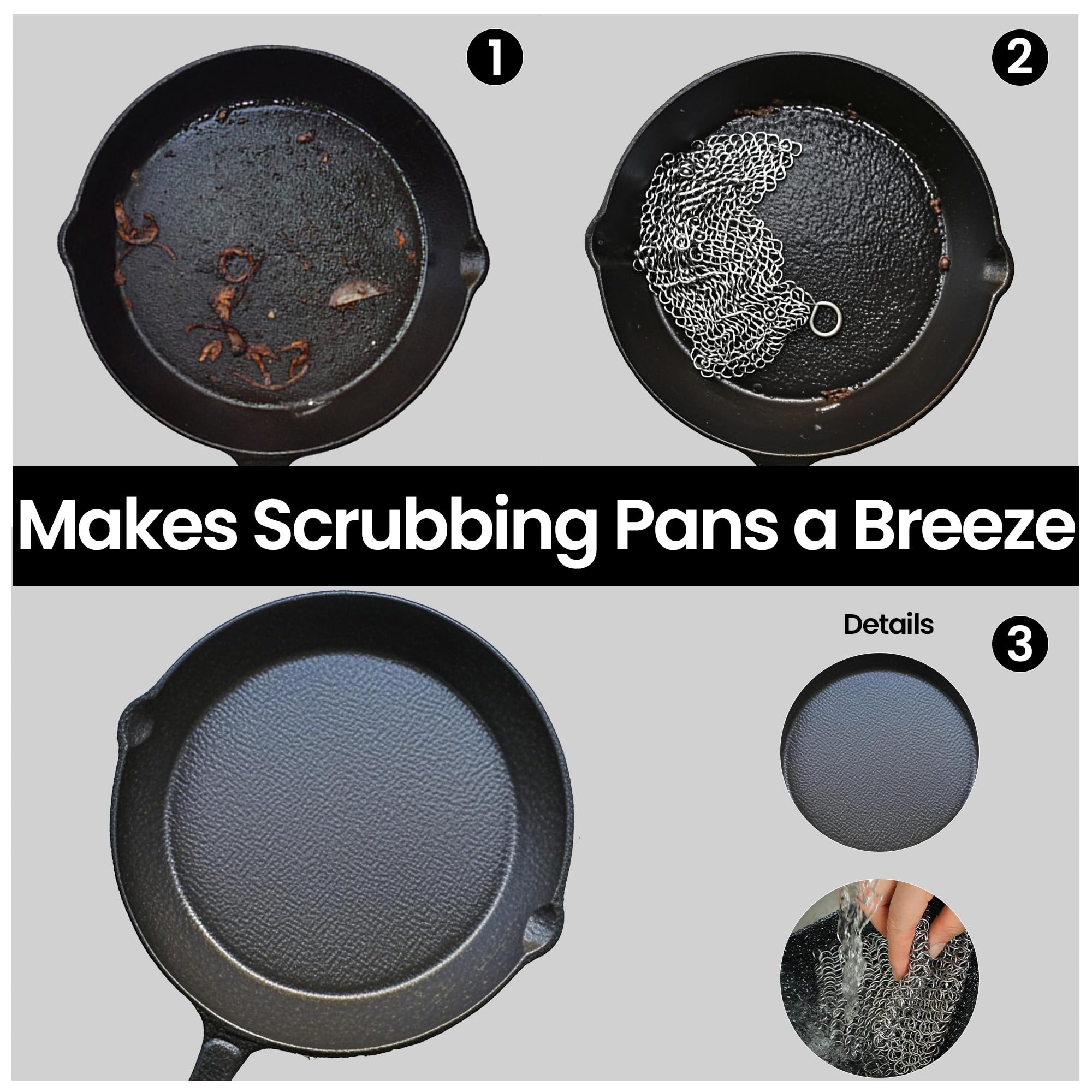 Cast Iron Scrubber 316 Stainless Steel Skillet Cleaner 8