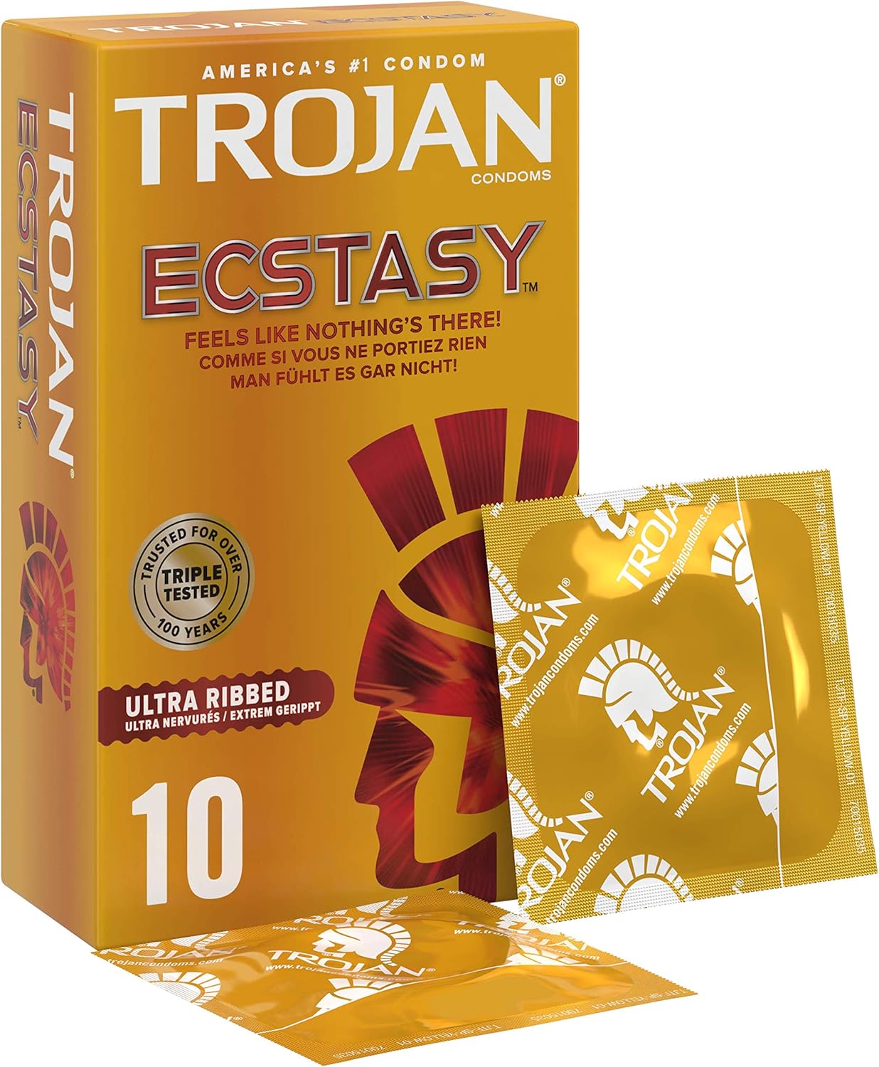Trojan Ecstasy Ultragerippte Und Gleitfahige Kondome Mit Hochwertigem Latex 10er Pack Amazon De