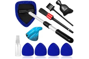 Qydipclin 10pcs Windshield Cleaner Tool, Car Window Cleaning Wash Kit with 4 Reusable Microfiber Pads 1 Spray Bottle and Extendable Handle Auto Glass Wiper Kit, Blue