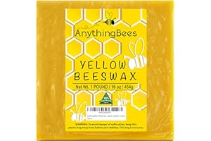 ANYTHINGBEES Anything Bees Yellow Handmade 100% Organic Beeswax Blocks/Bricks| Natural Premium Cosmetic Pure Grade Triple Filtered Easy Melt Bees Wax Honeycomb Pastilles| Great for DIY Projects, Lip Balm Lotions