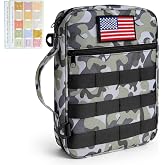 shaXsha Tactical Bible Cover for Men, Camouflage Bible Case with Molle System, Hook-and-Loop Panels for Personal Patches,with Removable Shoulder Strap, Includes 2 Replaceable Patches