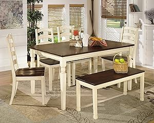 Ashley Furniture Signature Design - Whitesburg 6-Piece Dining Room Set - Includes Rectangular Table, Bench & 4 Chairs