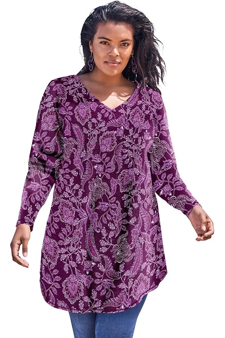 Roaman's Women's Plus Size Tunic Hoodie 