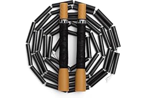 ELITESRS Elite Jumps Beaded Jump Rope Adult For Fitness - Beaded Heavy Skipping Rope for Exercise - Unbreakable Long Handles and Shatterproof Beads - Designed for Beginners or Pros - Heavy Beaded Exercise Jump Rope