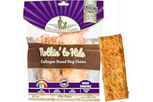 Fieldcrest Farms Nothin to Hide Flip Chips Dog Chews - Natural Rawhide Alternative Treats for Dogs, Collagen Based Snack for Moderate Chewers Up to 35lbs, Bacon Flavor