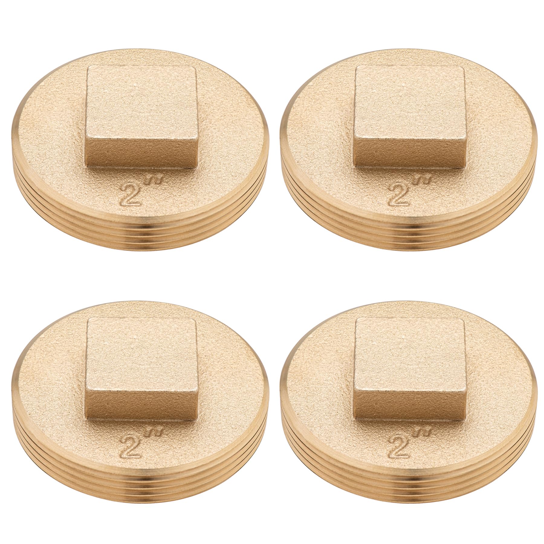 Photo 1 of (4 Pack) Asterbacks 2 inch Sewer Cleanout Cap Brass Plug, Raised Head Design for 2 inch NPT Pipe QJG2-T(4 PCS)