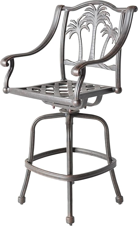 Amazon Com K B Patio Ld9021 7c26 Palm Tree Bar Stool With Cushion 26 H Antique Bronze Garden Outdoor