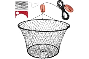 QualyQualy 30" Crab Ring Trap, Heavy Duty Crab Nets 4.4/9.5lb, Crab Net for Crabbing Pier with Fishing Buoy & 36 Tarred Braided Twine Crabbing for Blue Crabs, Dungeness, Lobster Saltwater