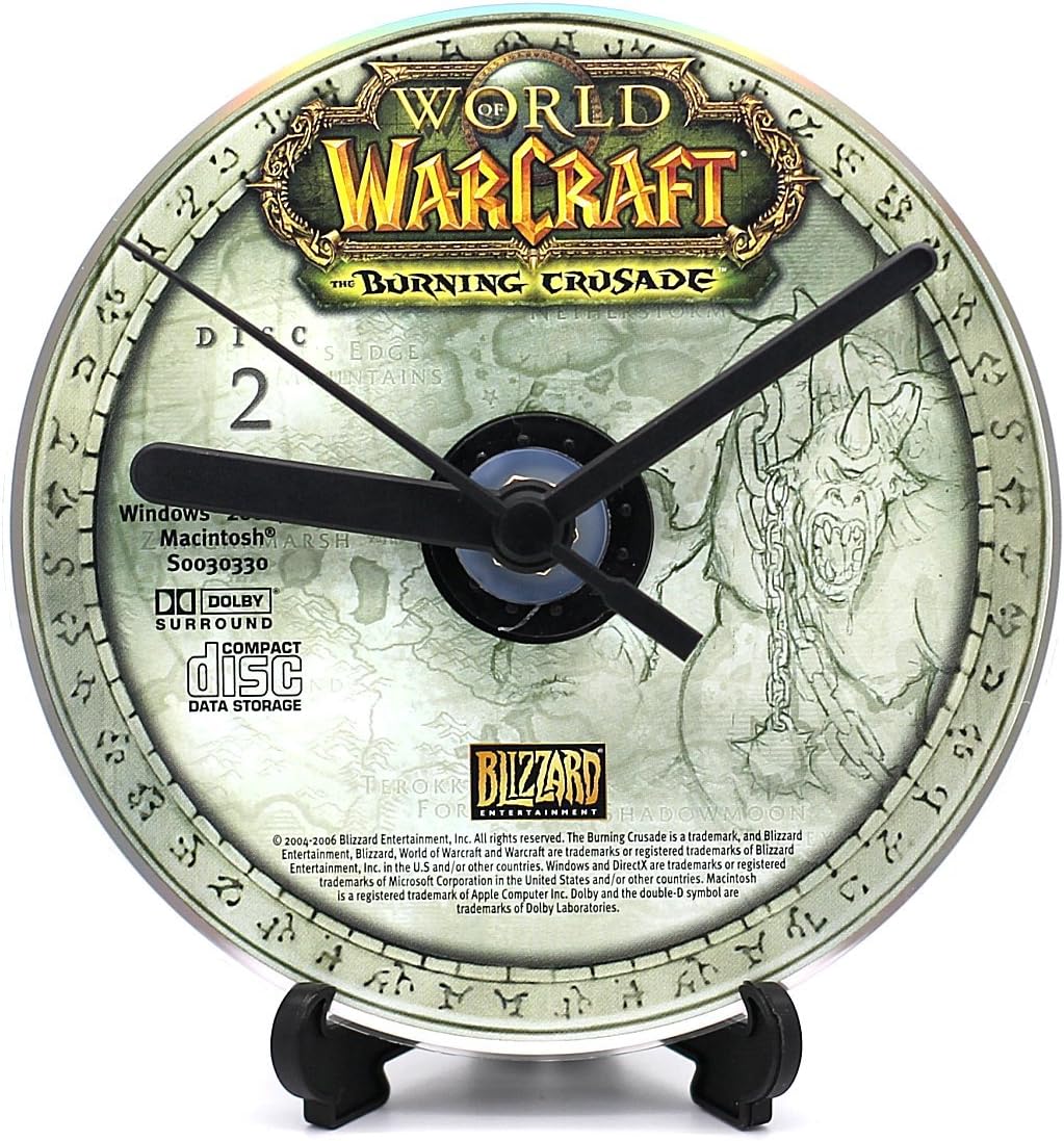 World of Warcraft Burning Crusade Disc 2 PC CD Clock Video Game Upcycled