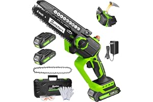 Mini Chainsaw Cordless, 6 Inch Electric Chainsaw with 2 Battery, Handheld Battery Powered Chain Saw with Auto Oiler, Yard Tools Saw for Wood Cutting Tree Cutter, Holiday Day Gift for Men, Dad, Husband