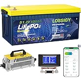 LOSSIGY 48V Lithium Golf Cart Battery with 18A Lithium Charger and Monitor, 48 Volt Battery Conversion Kit, Built in 200A Blu
