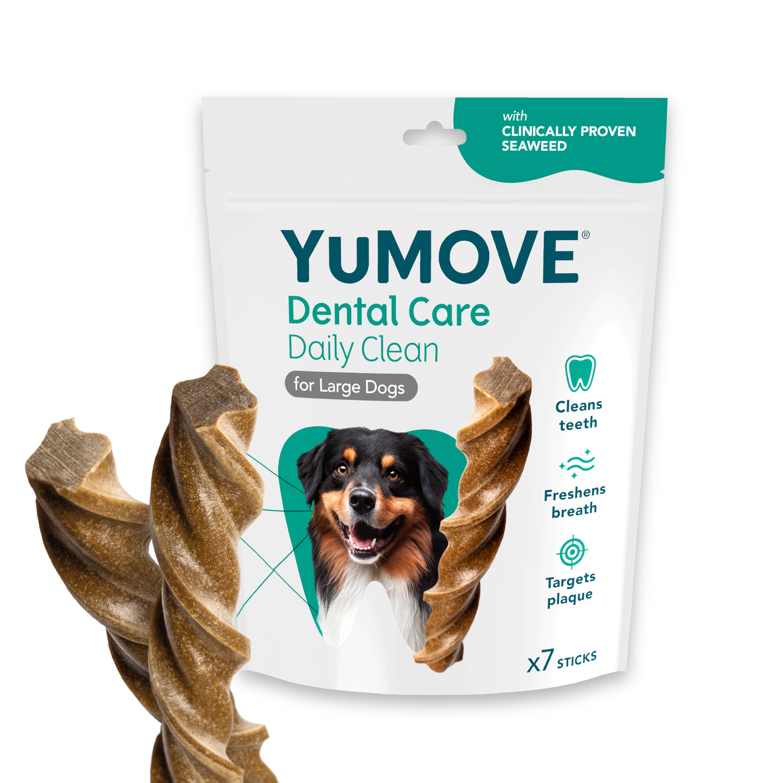 YuMOVE Daily Clean Dental Sticks, Dog Teeth Cleaning Products for Dental Care, Plaque Remover and Prevention, Breath Freshener, Large Dogs, 7 pack