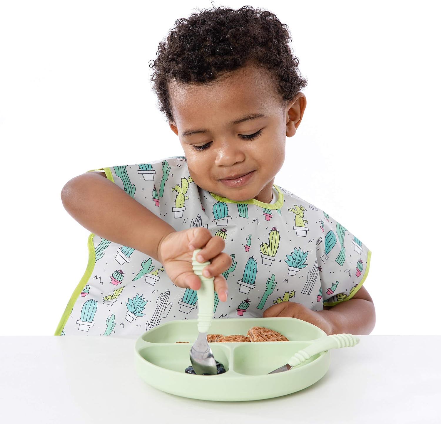 Bumkins Silicone Grip Dish, Suction Plate, Divided Plate, Baby Toddler Plate, BPA Free, Microwave Dishwasher Safe - Sage Green - Image 4