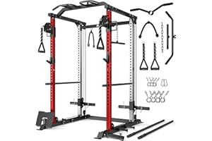 GOIMU DP01 Power Cage, 2000LBS Squat Rack with with Cable Crossover and Dual Independent Pulley System, Full Cage for Full Body Training, Power Rack with More Training Attachments for Home Gym