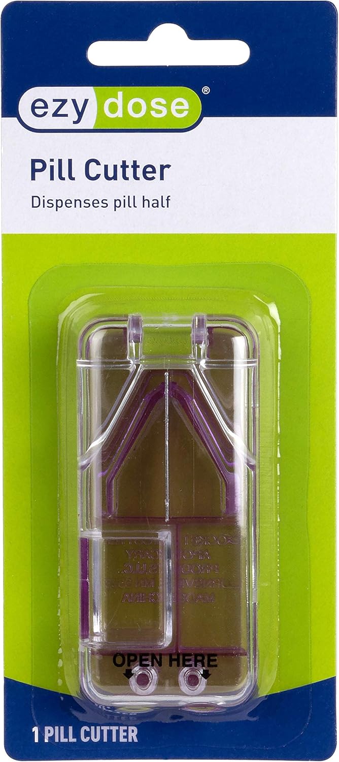 Ezy Dose Pill Cutter and Splitter with Dispenser | Cuts Pills, Vitamins, Tablets | Stainless Steel Blade | Travel Sized | Assorted Colors: Health & Personal Care